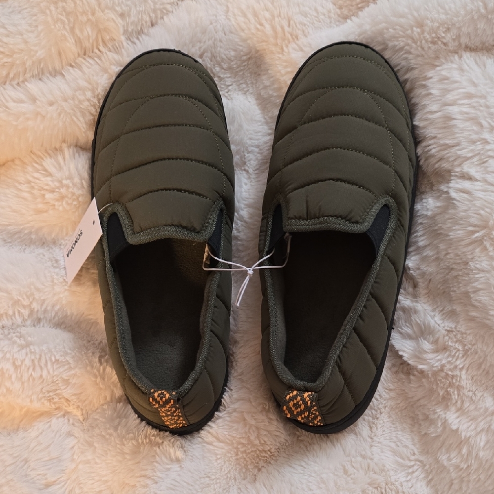 Sonoma Olive Green Quilted Slip-On Slippers Size 10-11
